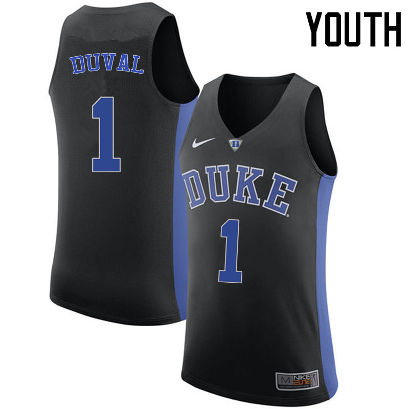 Youth Duke Blue Devils #1 Trevon Duval College Basketball Jerseys Sale-Black - Click Image to Close